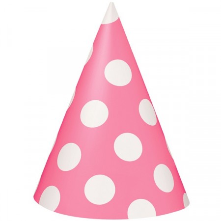 Dots Party Hatter 8 stk Pink