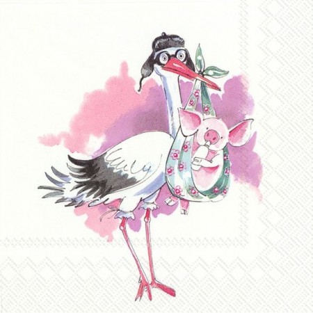 Servietter Stork New Baby Rosa 20stk Lunsj