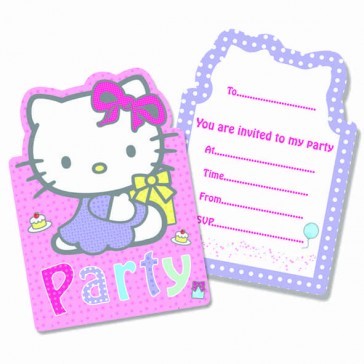 Hello Kitty 6 Invitasjoner Party