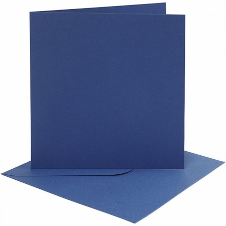 Kort og konvolutter 15,2x15,2cm/16x16cm 4sett Mørkblå