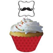 Moustache Madness Cupcake Wrappers with Picks 12 stk