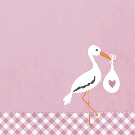 Servietter Love Stork pink Lunsj 20stk