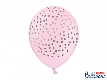 Ballonger Baby Pink/gull prikker 6stk